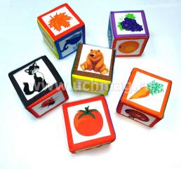 Набор кубиков "Что и кто какого цвета": 6 кубиков (7х7х7 см) — интернет-магазин УчМаг